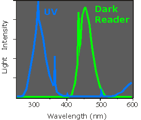 Light output from a Dark Reader and a UV transilluminator